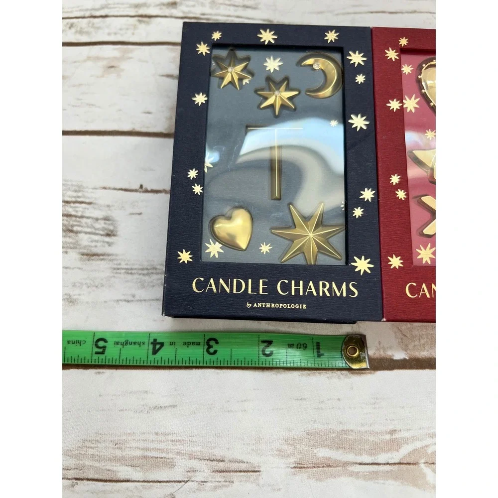 Anthropologie Candle Charms Gold Celestial Letter T Love Heart Set‎ of 2 OS